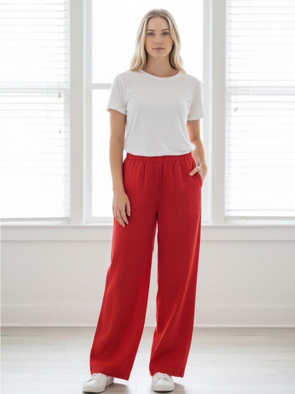 l*space Red Wide-Leg Pull-On Pants